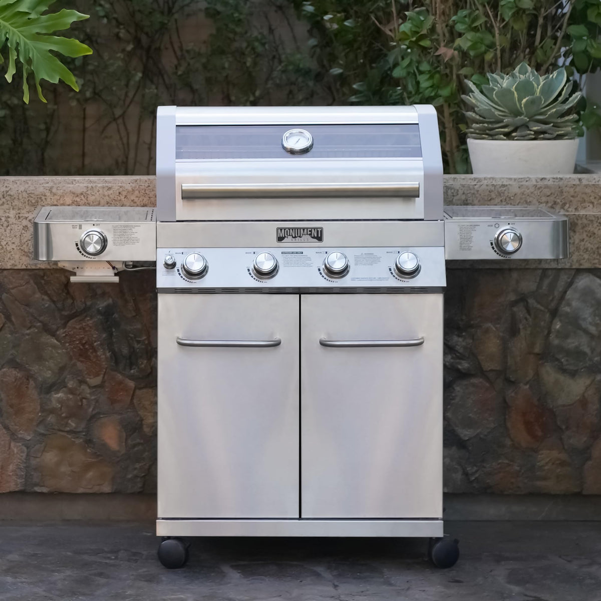 4-Burner Propane Gas Grill Stainless Steel with Side Burners K99744