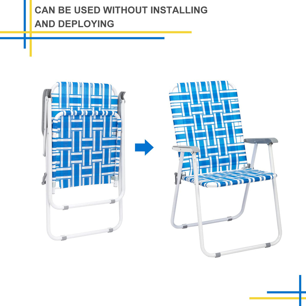 Set of 2 Blue Webbed Folding Camping Chairs D328