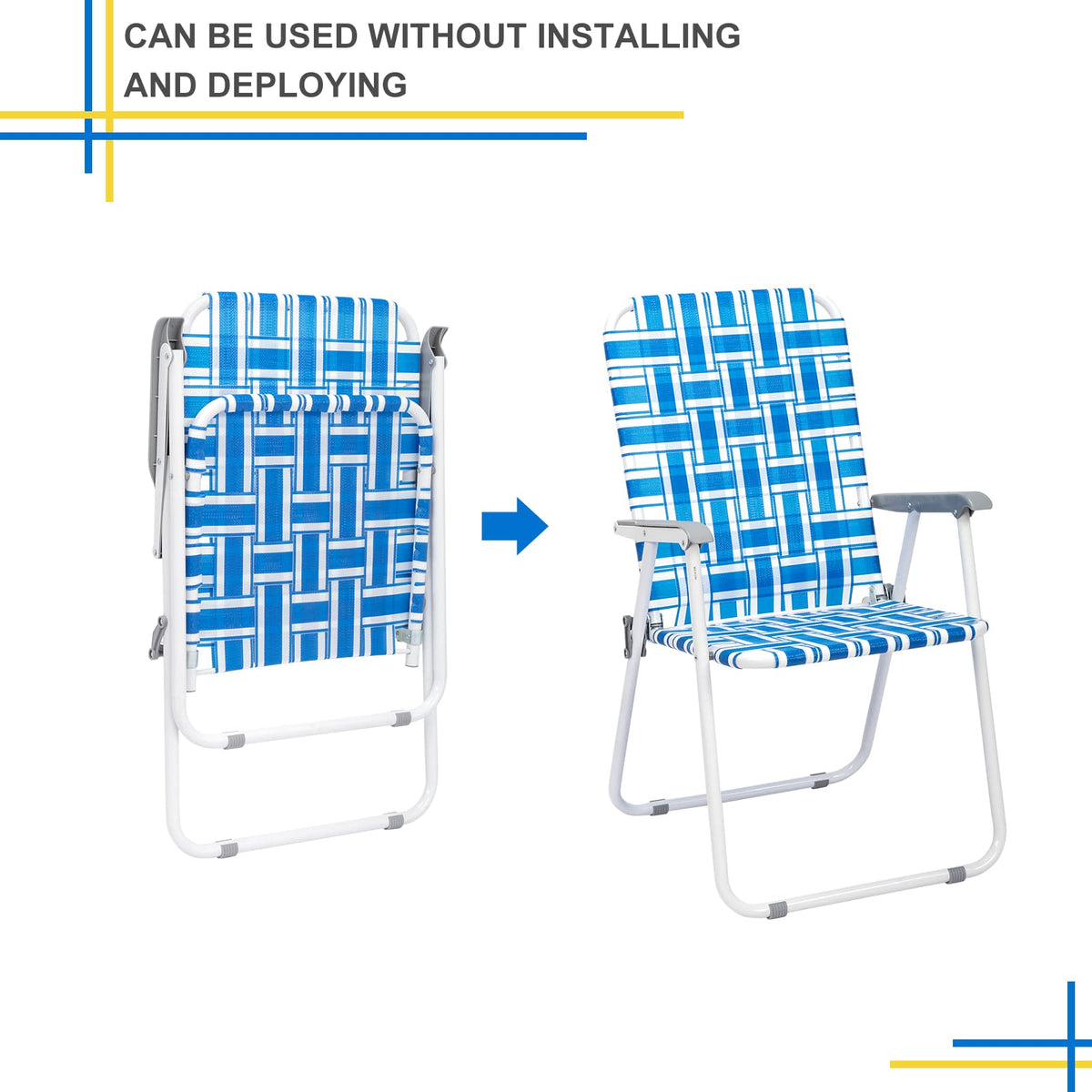 Set of 2 Blue Webbed Folding Camping Chairs D328
