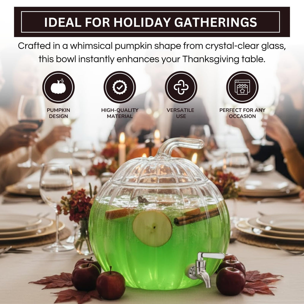 Glass Pumpkin Drink Dispenser 2 Gallon F212