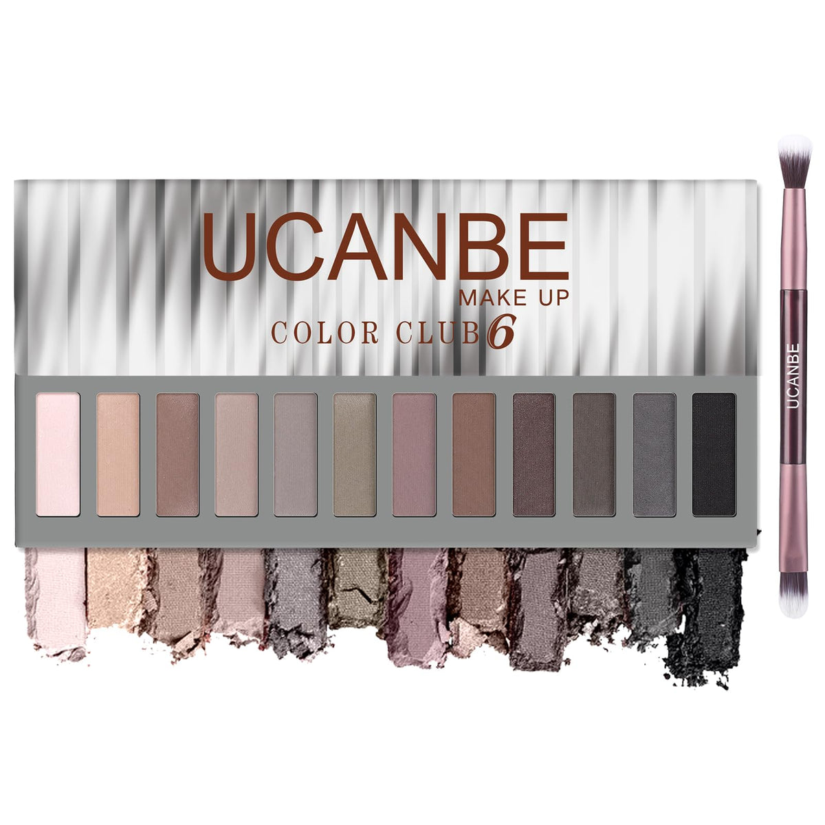 12 Color Neutral Matte Shimmer Eyeshadow Palette with Brush U571