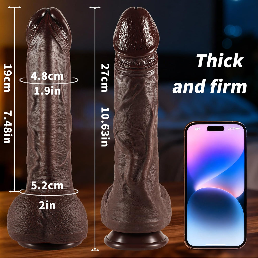 Black 10.8" Dual Density Silicone Dildo with Suction Cup D32556