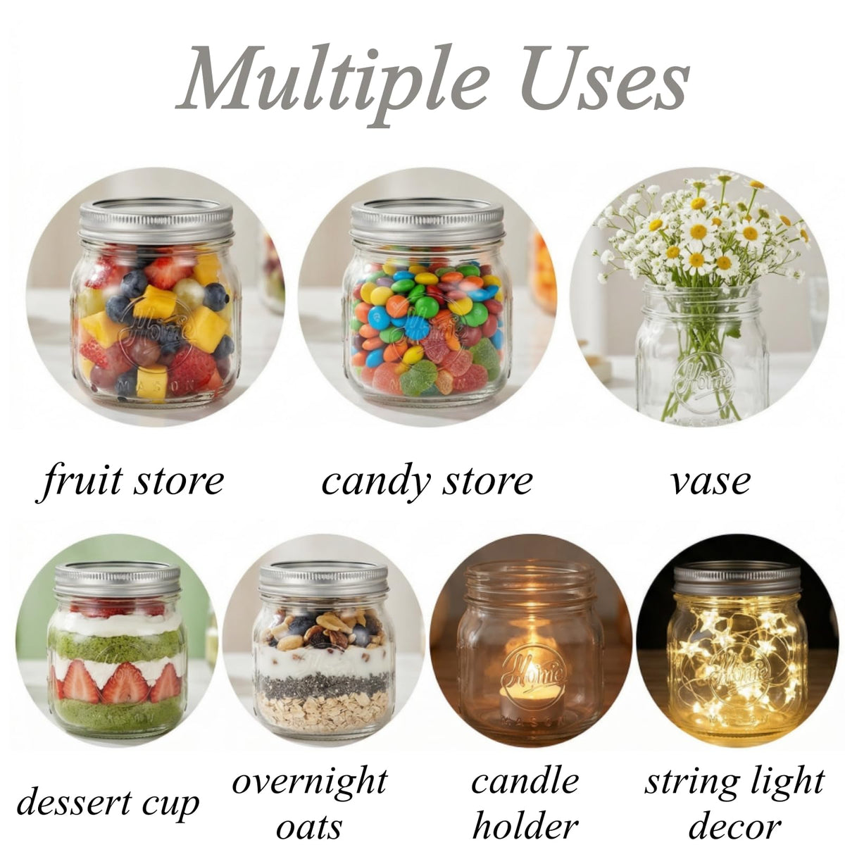 12 Pack 16Oz Wide Mouth Glass Mason Jars with Airtight Lids G507359