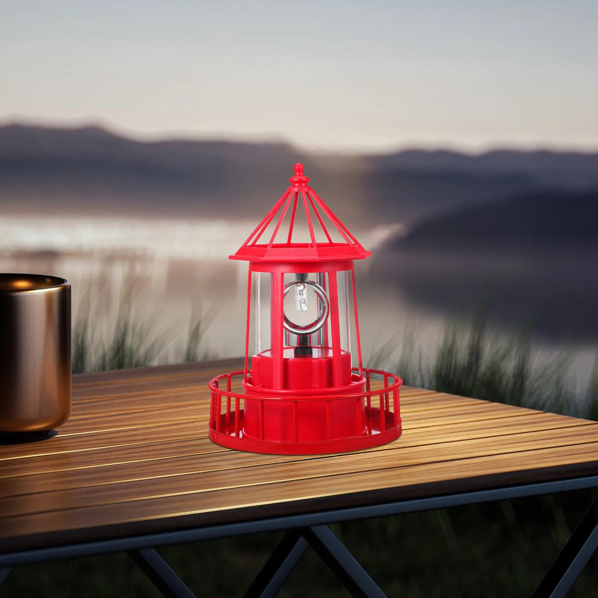 Solar Powered Rotating Lighthouse Garden Light Z256025