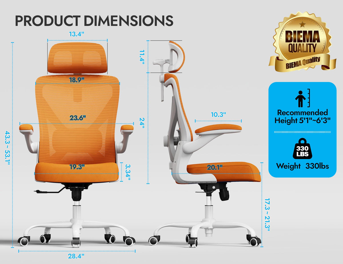 Ergonomic Mesh Office Chair with Headrest H672931