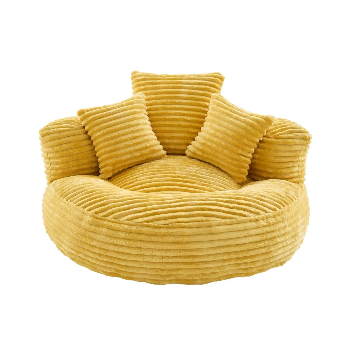 Oversized Corduroy Bean Bag Chair with 3 Pillows A51452