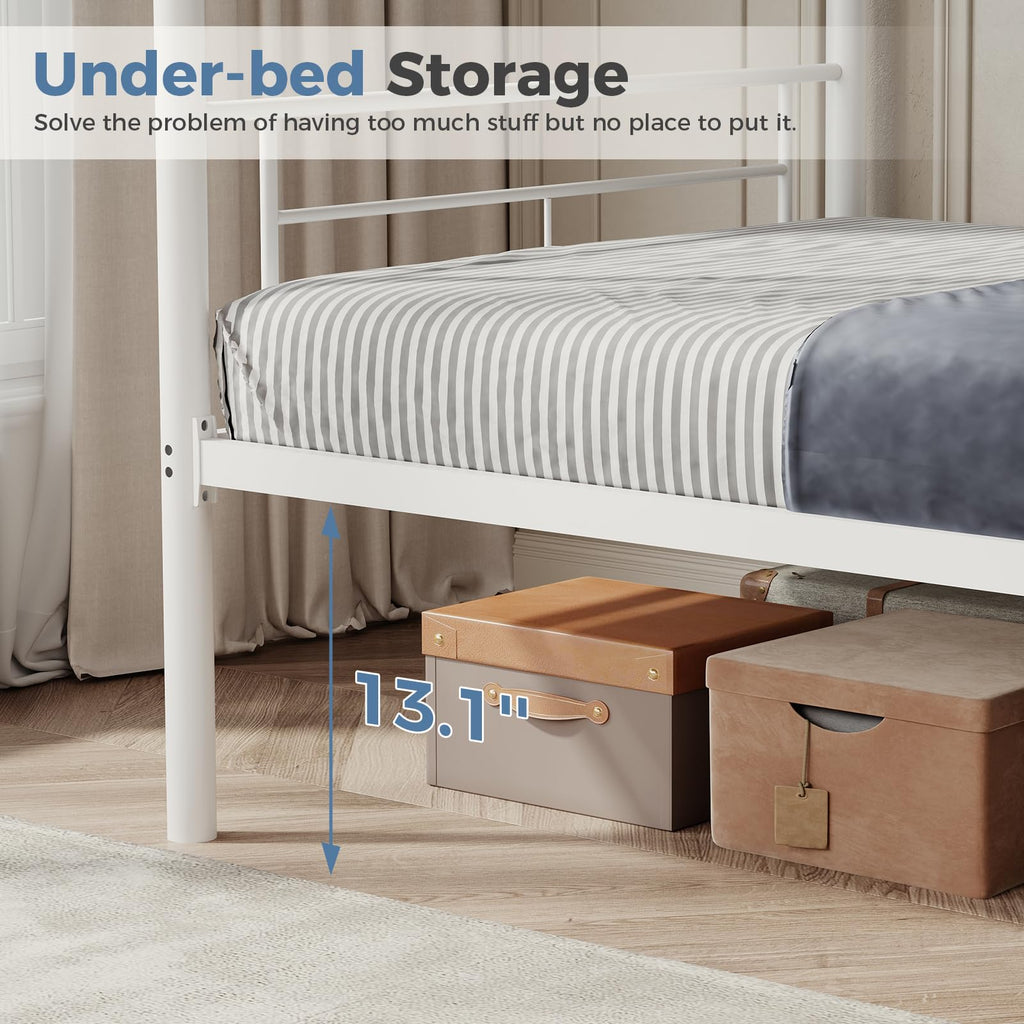 Metal Bunk Bed Twin Over Twin with Ladder and Guardrail Z8544