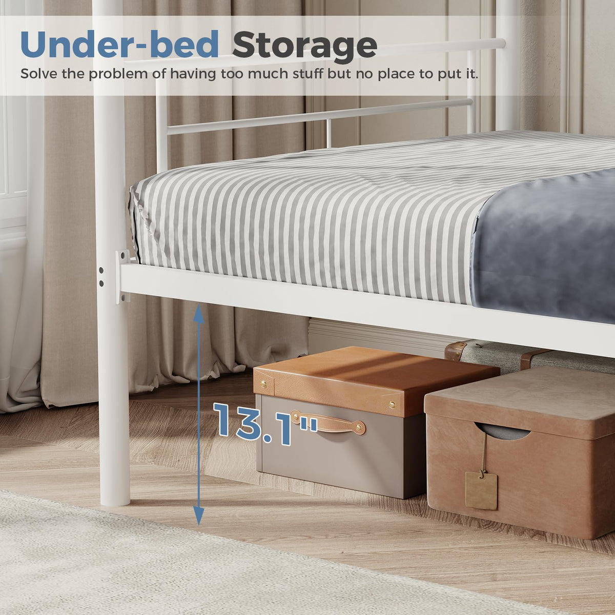 Metal Bunk Bed Twin Over Twin with Ladder and Guardrail Z8544