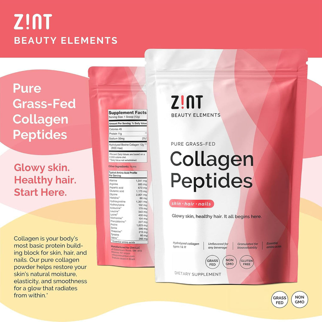 Collagen Peptides Powder 32 oz Grass-Fed Hydrolyzed Type I & III Unflavored E97003