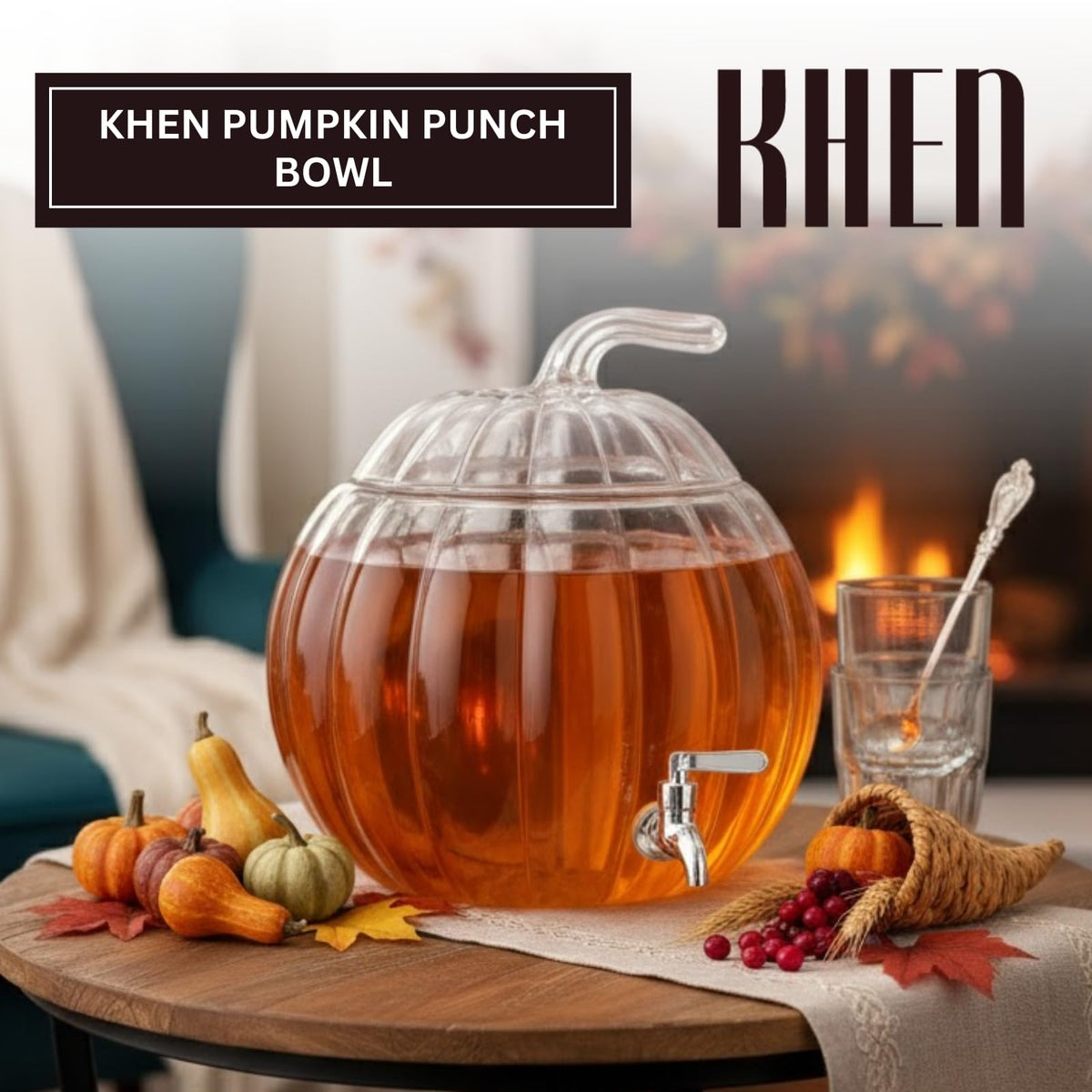Glass Pumpkin Drink Dispenser 2 Gallon F212