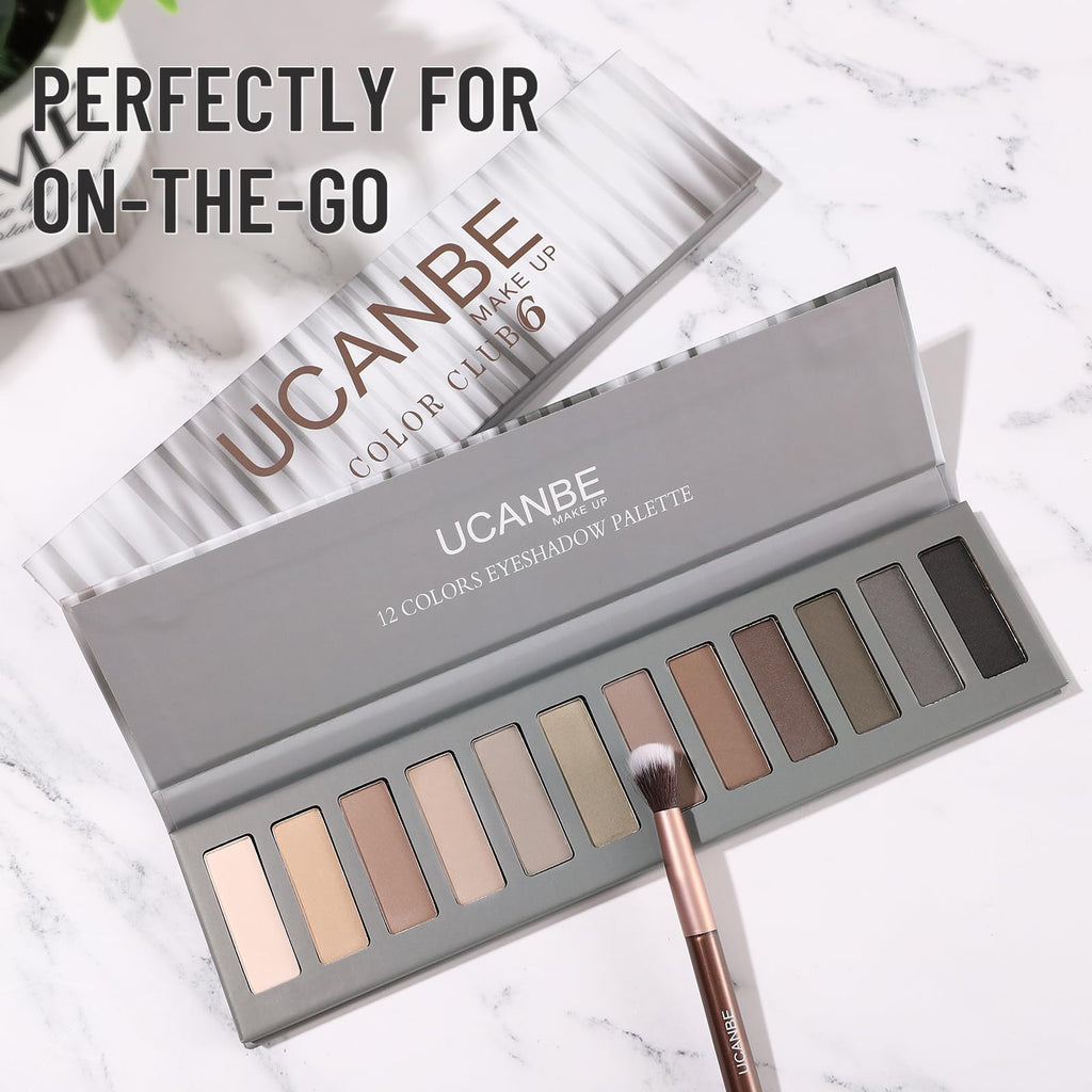 12 Color Neutral Matte Shimmer Eyeshadow Palette with Brush U571