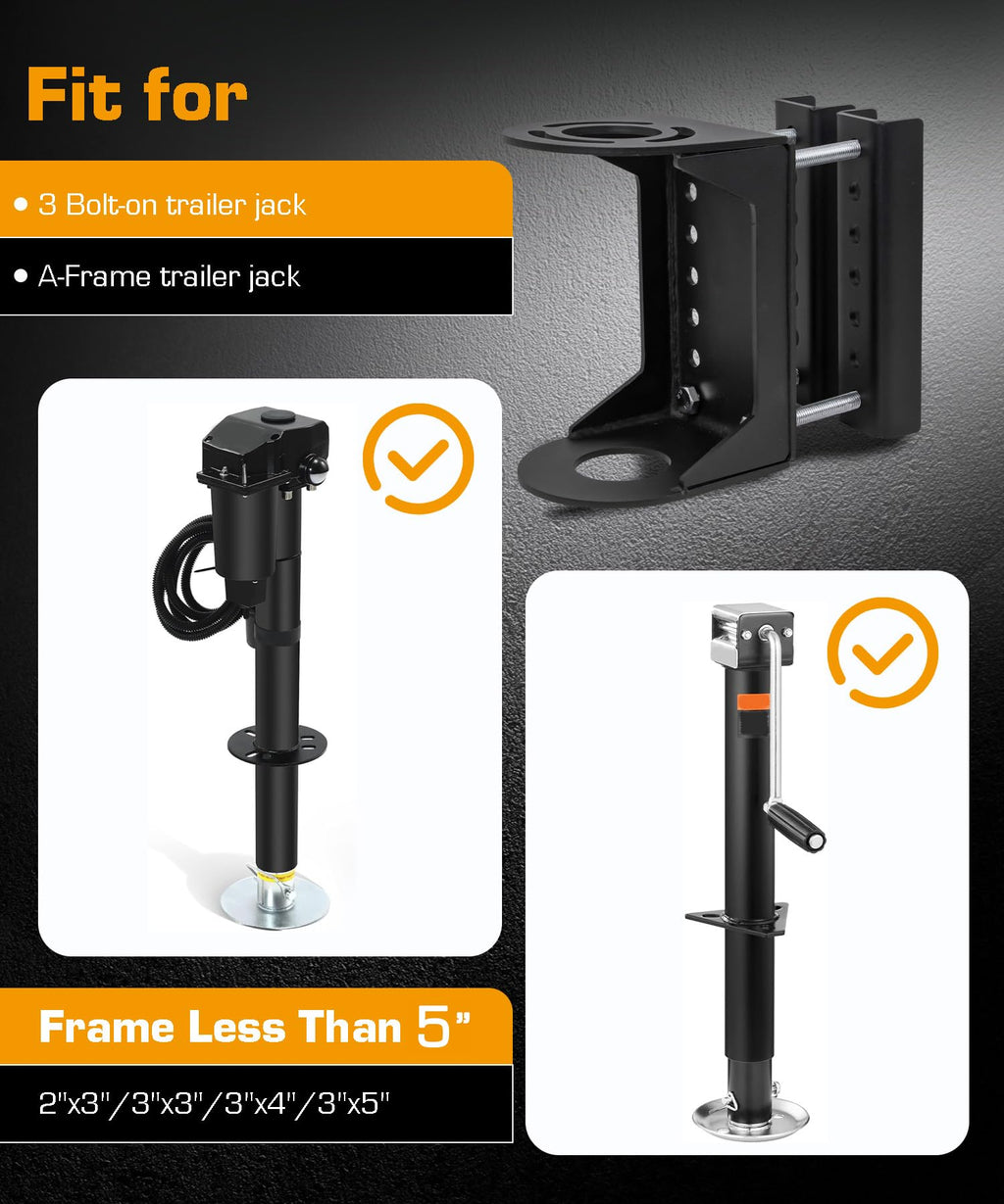 Black Steel Trailer Tongue Jack Stand Bracket Y9033