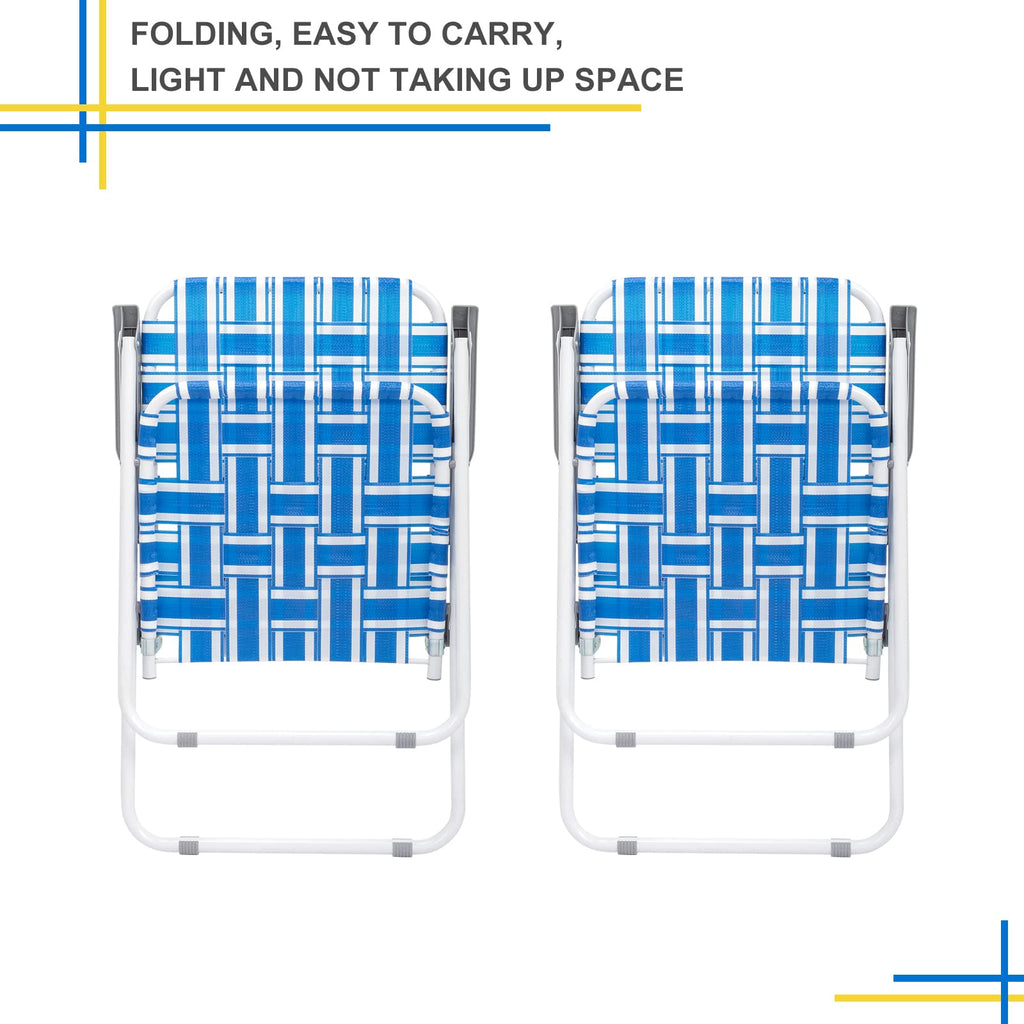 Set of 2 Blue Webbed Folding Camping Chairs D328