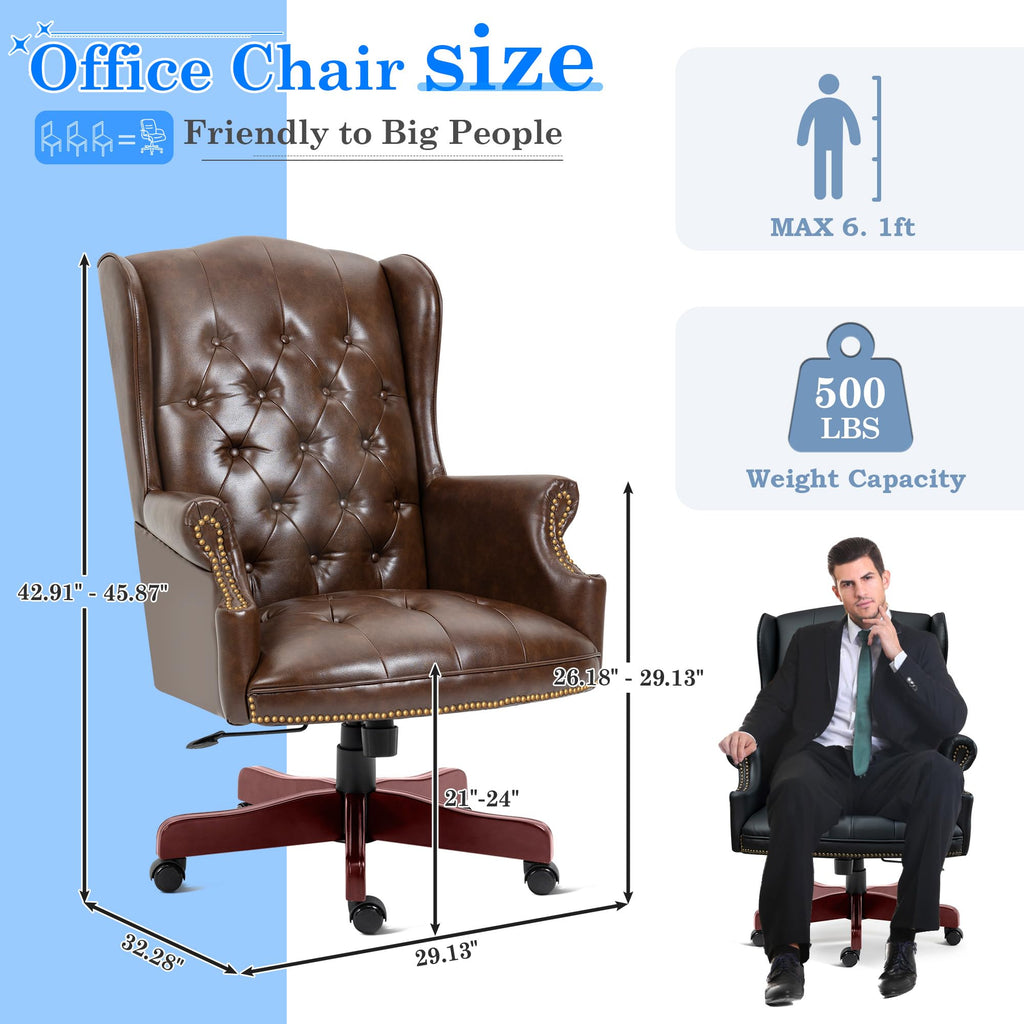 Big and Tall Brown Faux Leather Executive Office Chair W1669