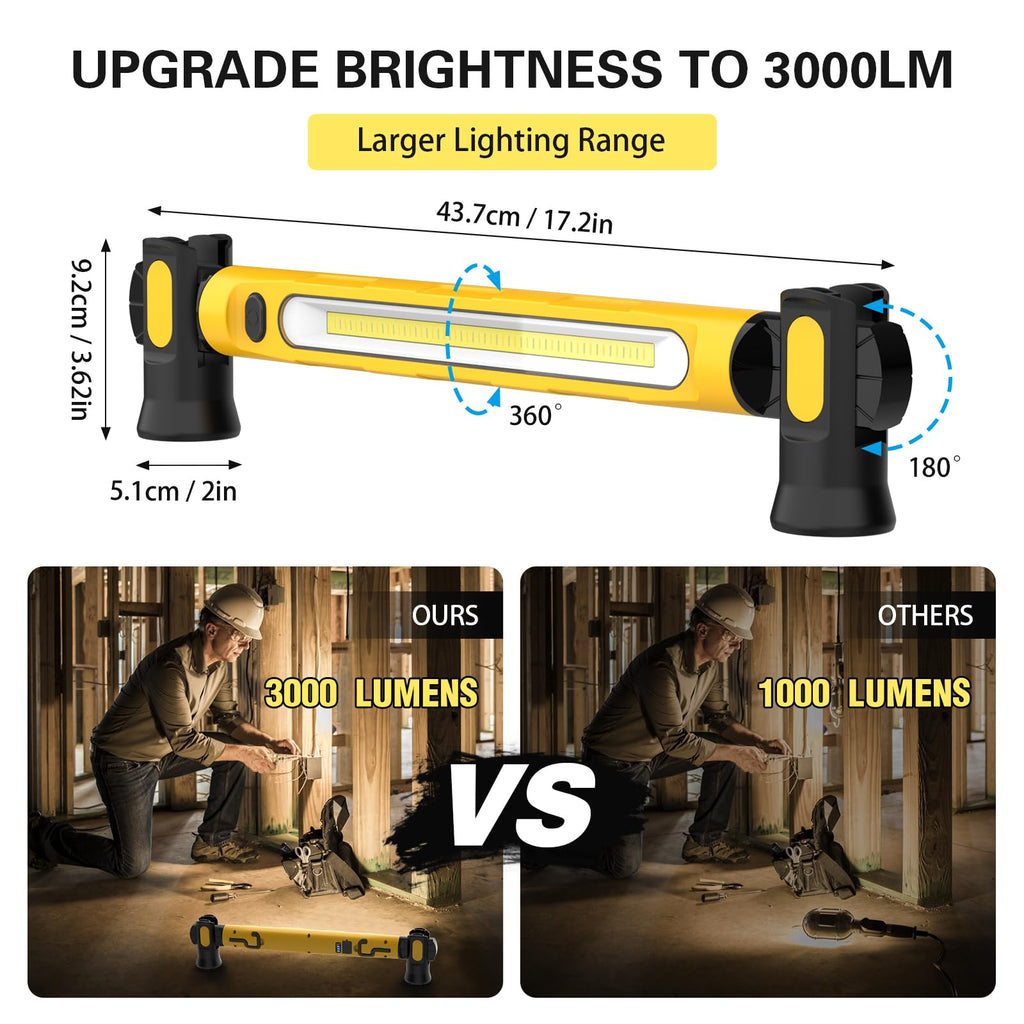 Magnetic Work Light Bar, 6000mAh 3000LM Rechargeable W218