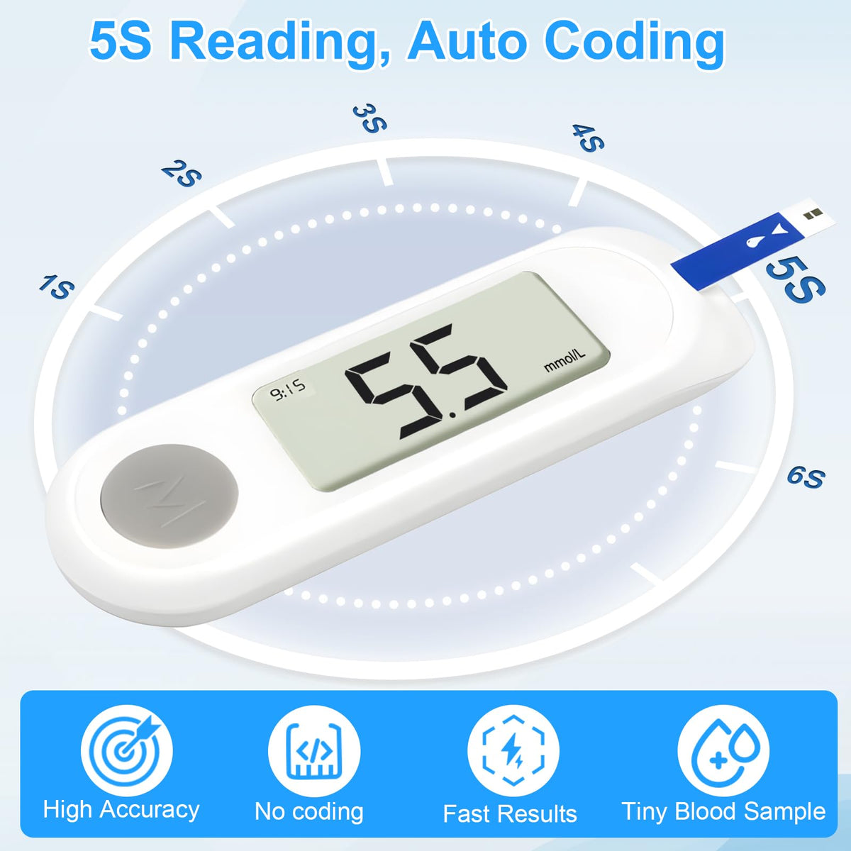 Blood Sugar Monitor Kit with 50 Test Strips & 50 Lancets J428784