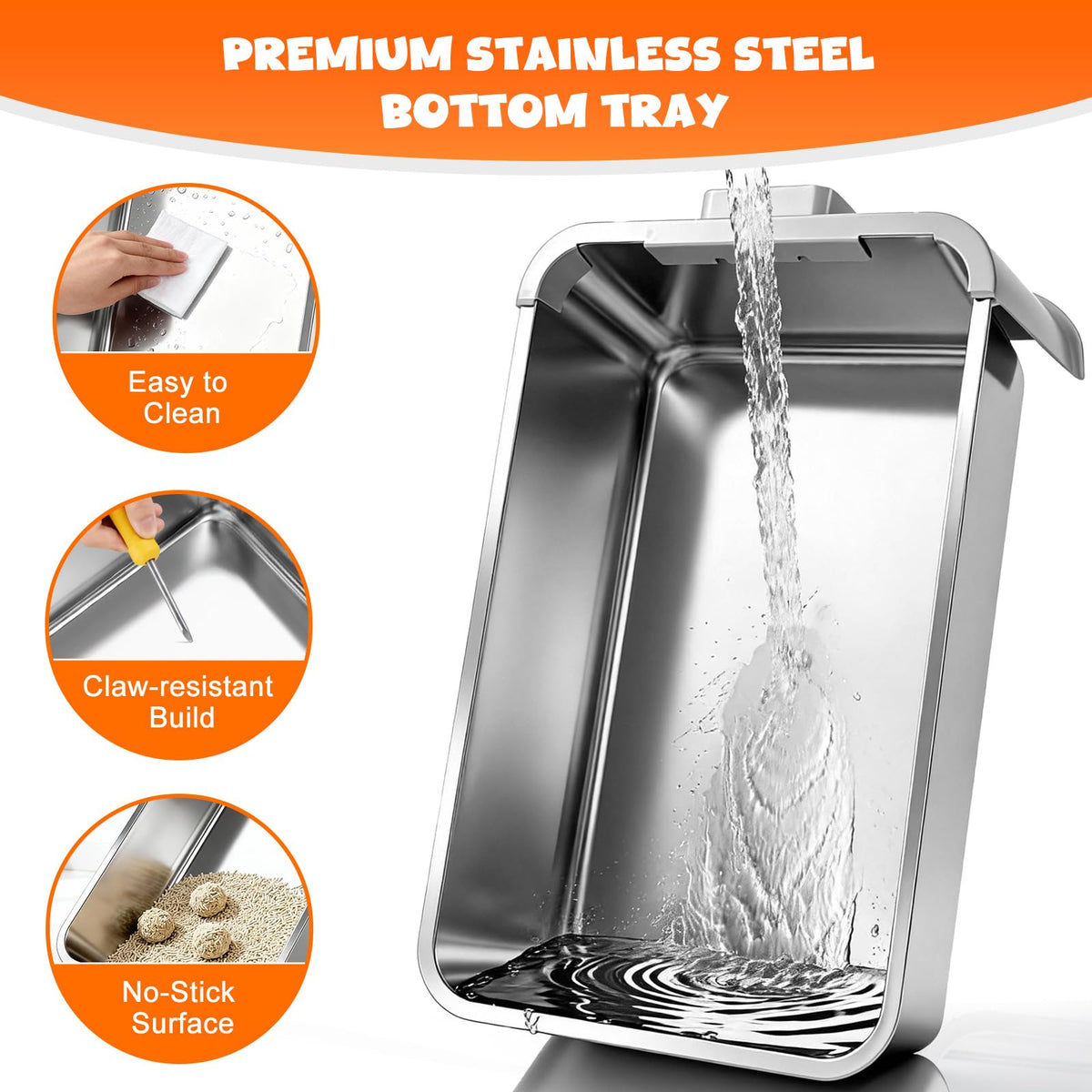 Enclosed Stainless Steel Cat Litter Box with Drawer Y994