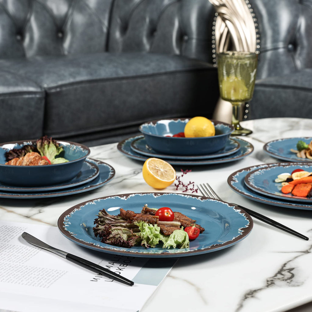Blue 12-Piece Melamine Dinnerware Set A511