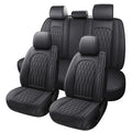 Black Faux Leather Car Seat Cover Full Set B870