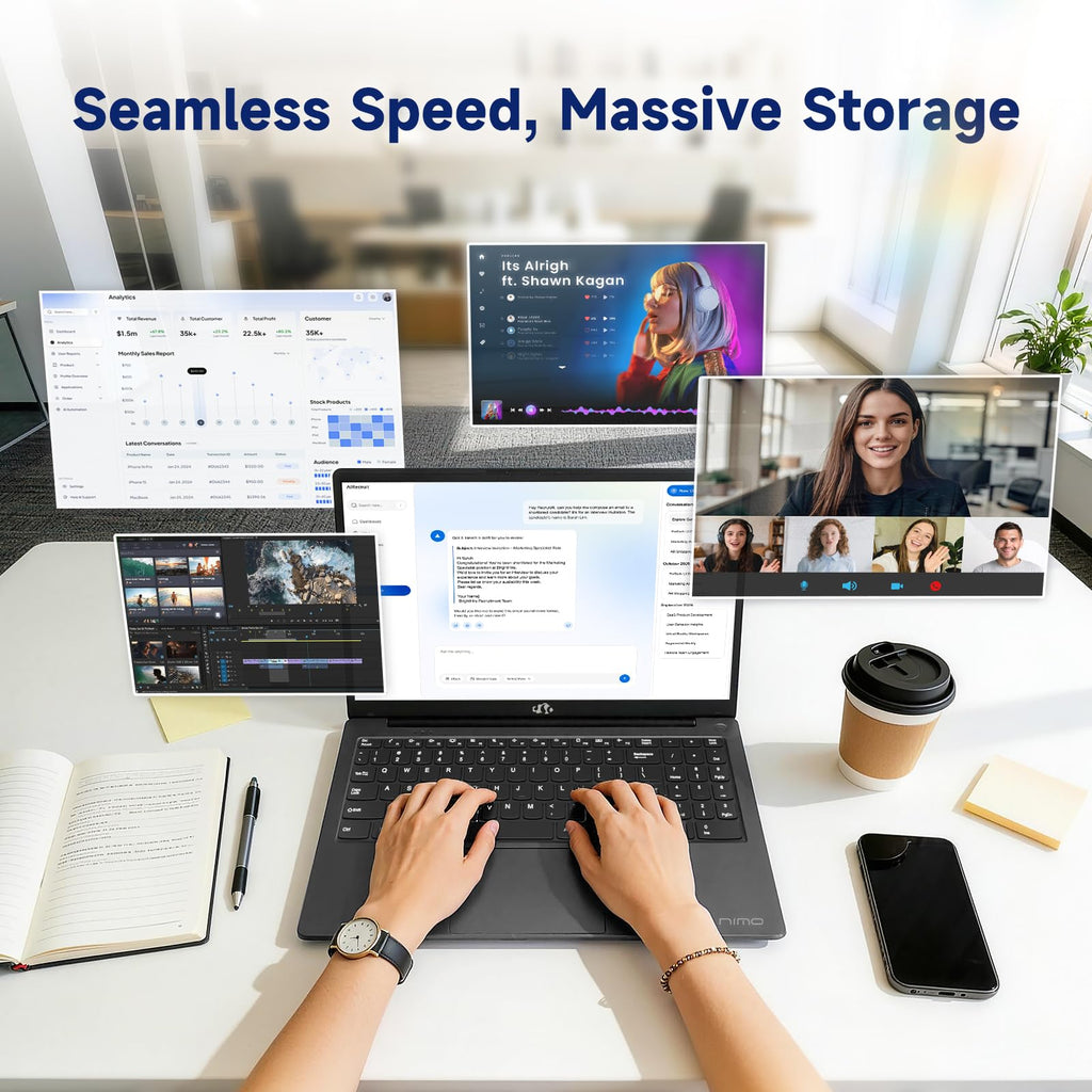 15.6" FHD Laptop, Intel 4 Cores, 8GB RAM, 256GB SSD M371346