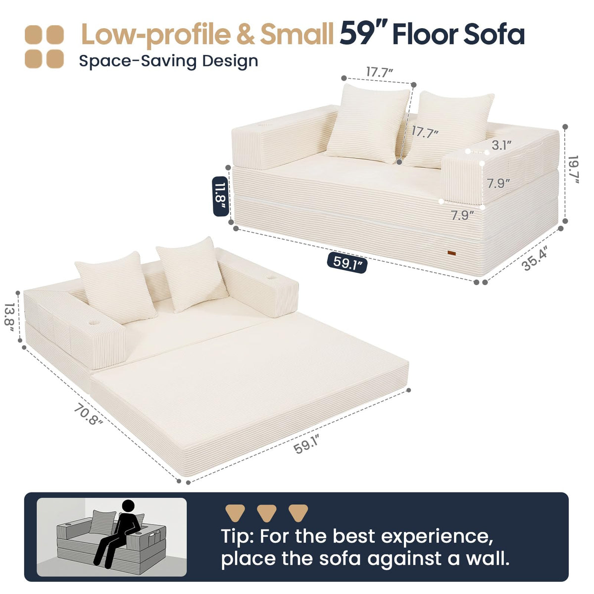 Beige Futon Sofa Bed S8945