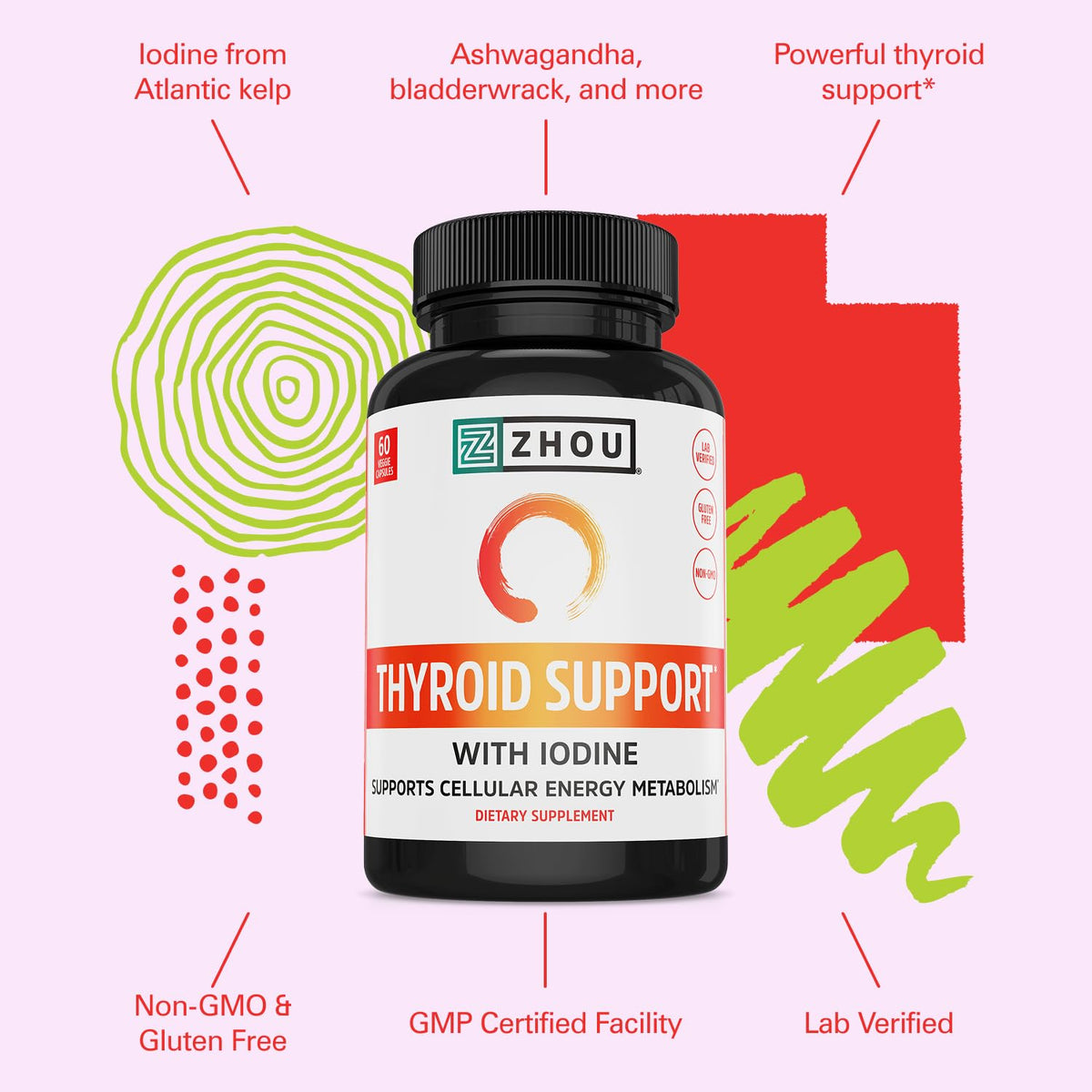 Thyroid Support Supplement 60 Veggie Capsules M131