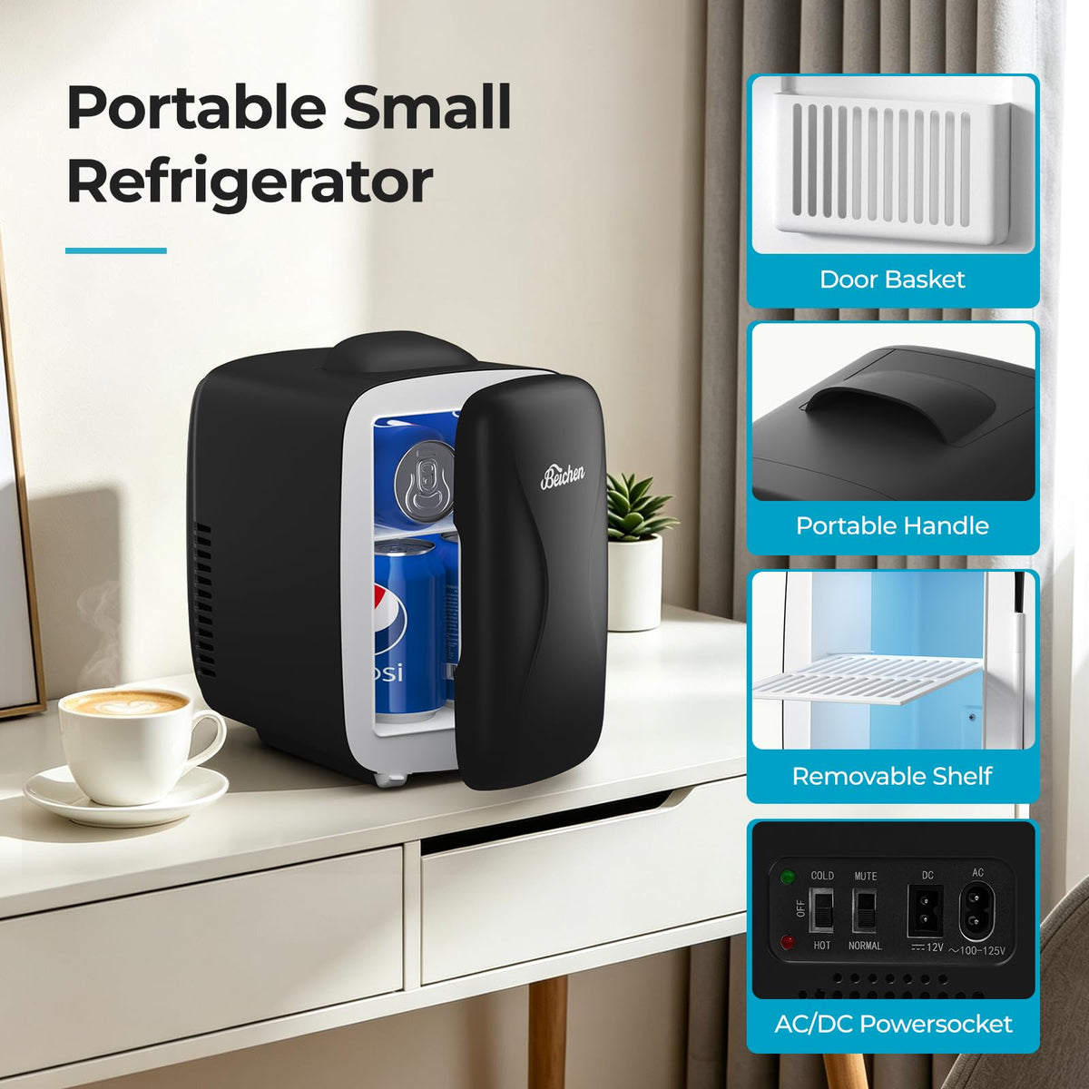 4L 6 Can Portable Mini Fridge H458617
