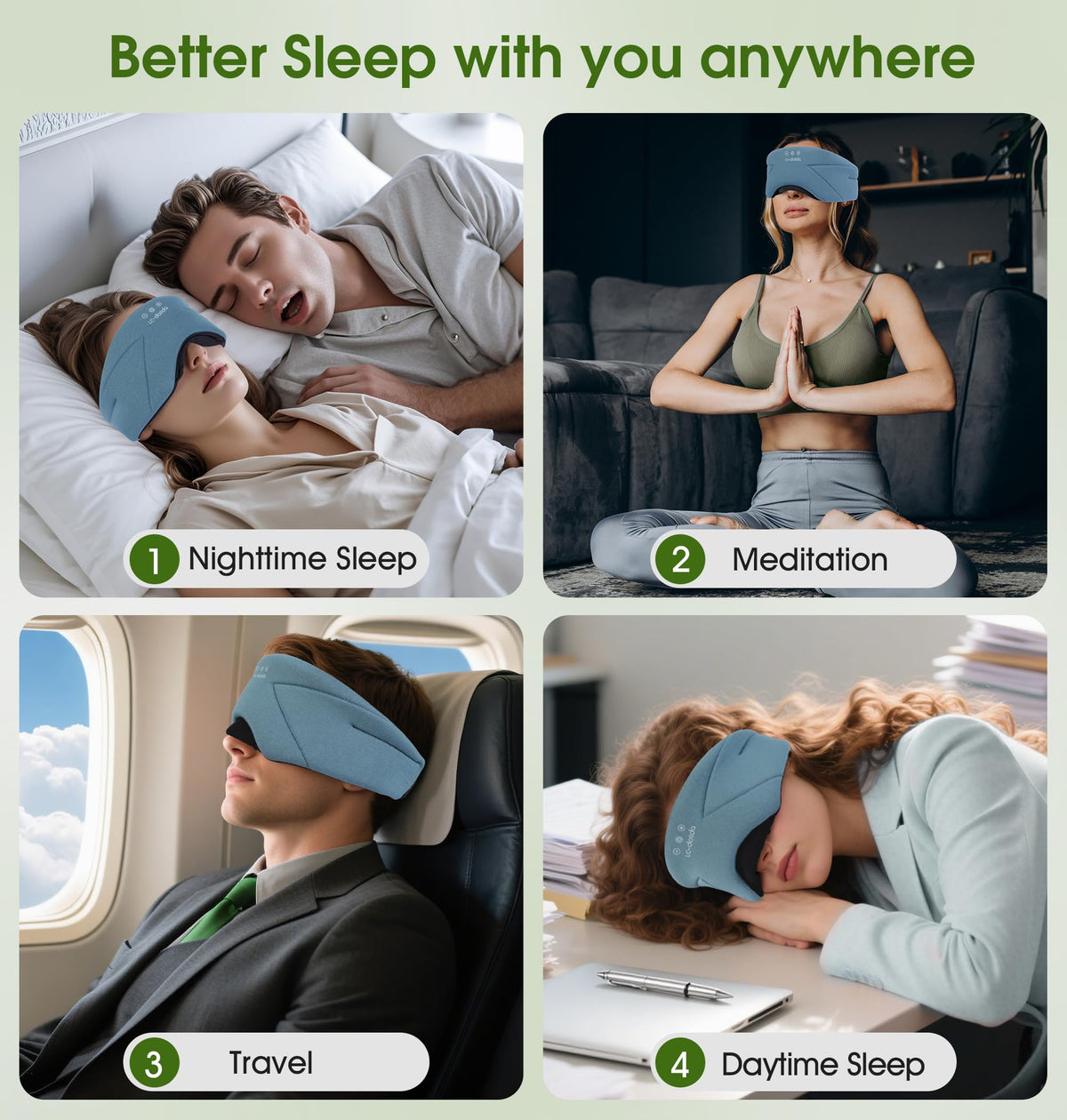 Soft Bamboo Cotton Bluetooth Sleep Mask with Headphones W728
