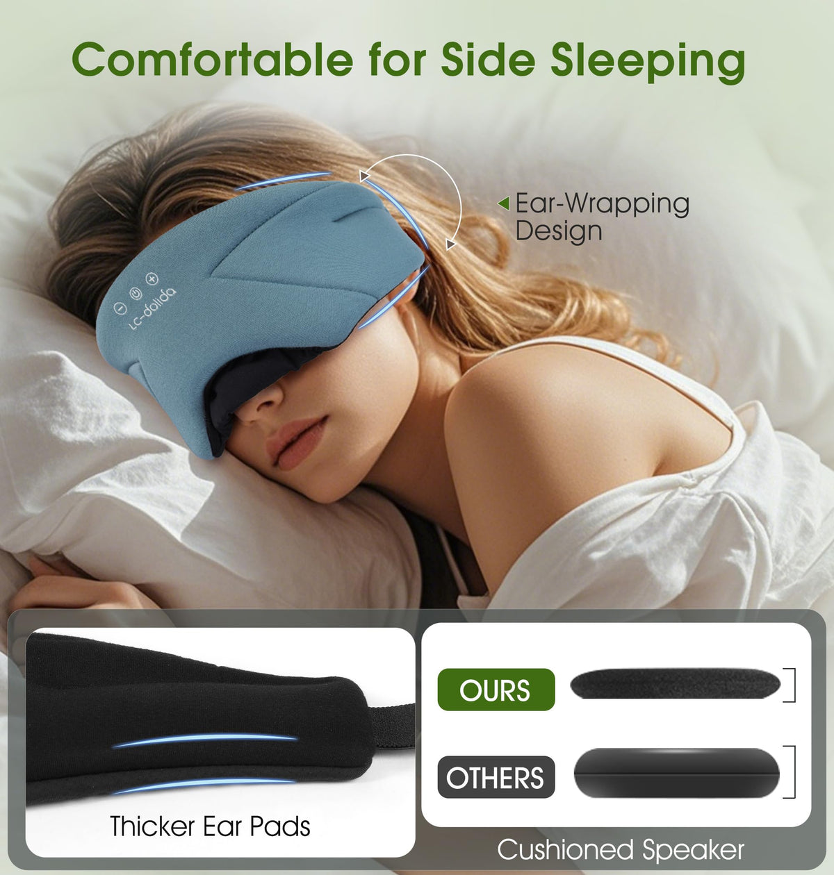 Soft Bamboo Cotton Bluetooth Sleep Mask with Headphones W728