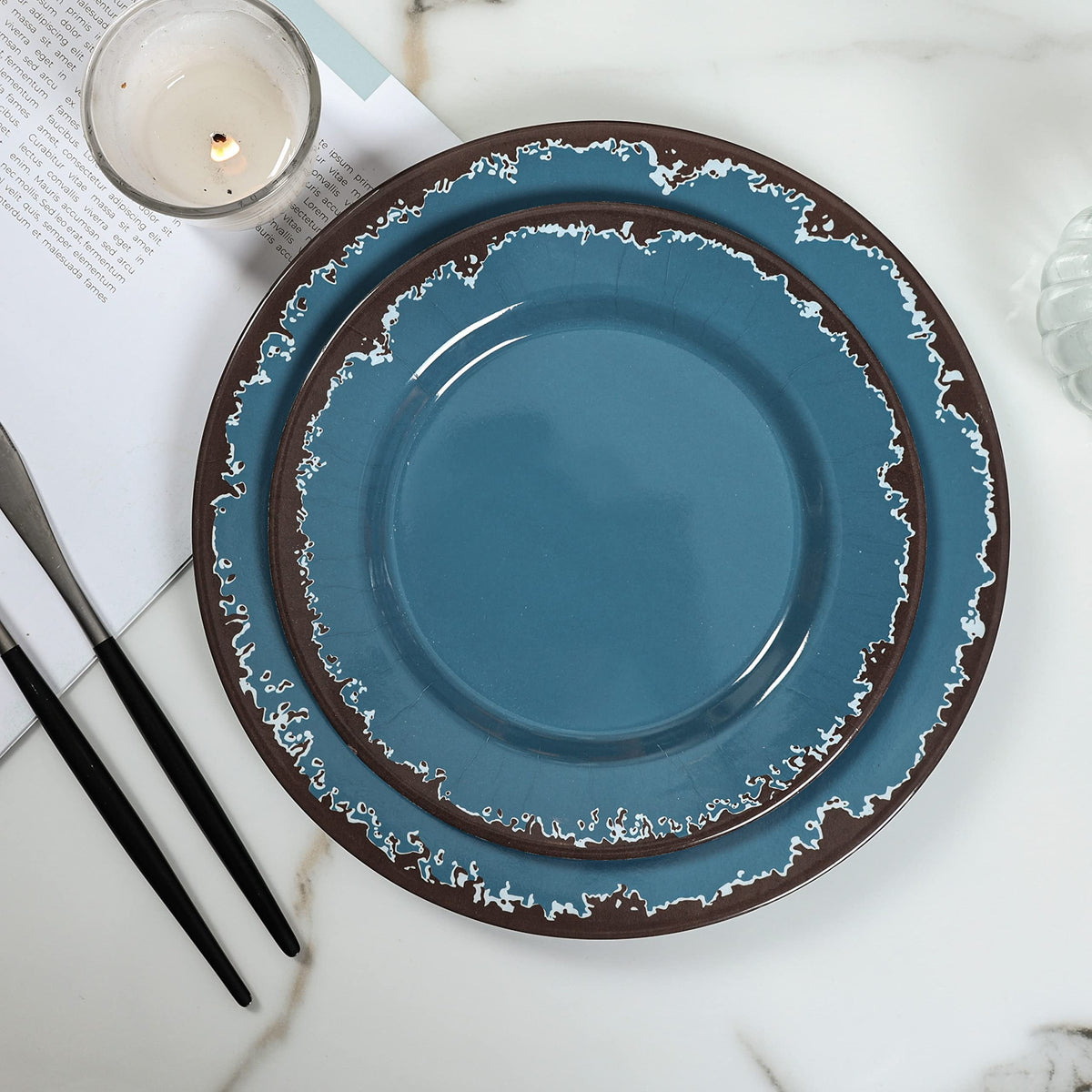 Blue 12-Piece Melamine Dinnerware Set A511