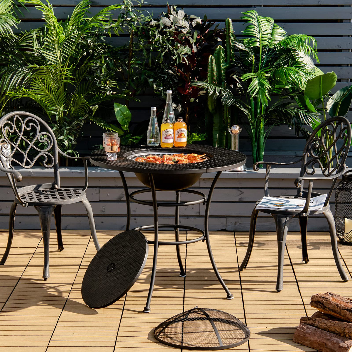 4-in-1 Outdoor Fire Pit Dining Table K3051