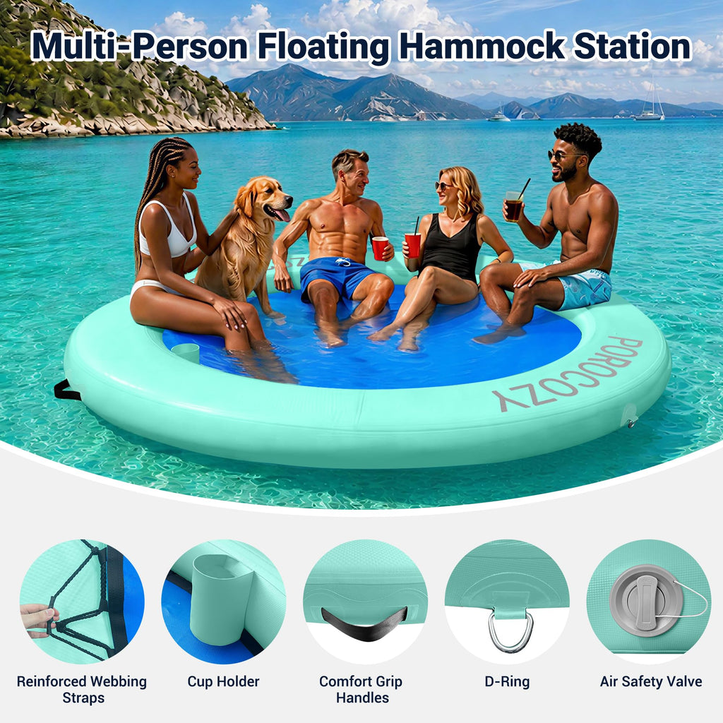 Inflatable Water Hammock with Cup Holders W7370