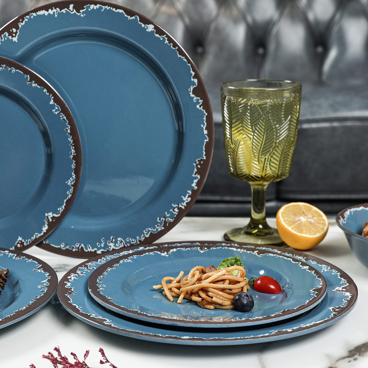 Blue 12-Piece Melamine Dinnerware Set A511