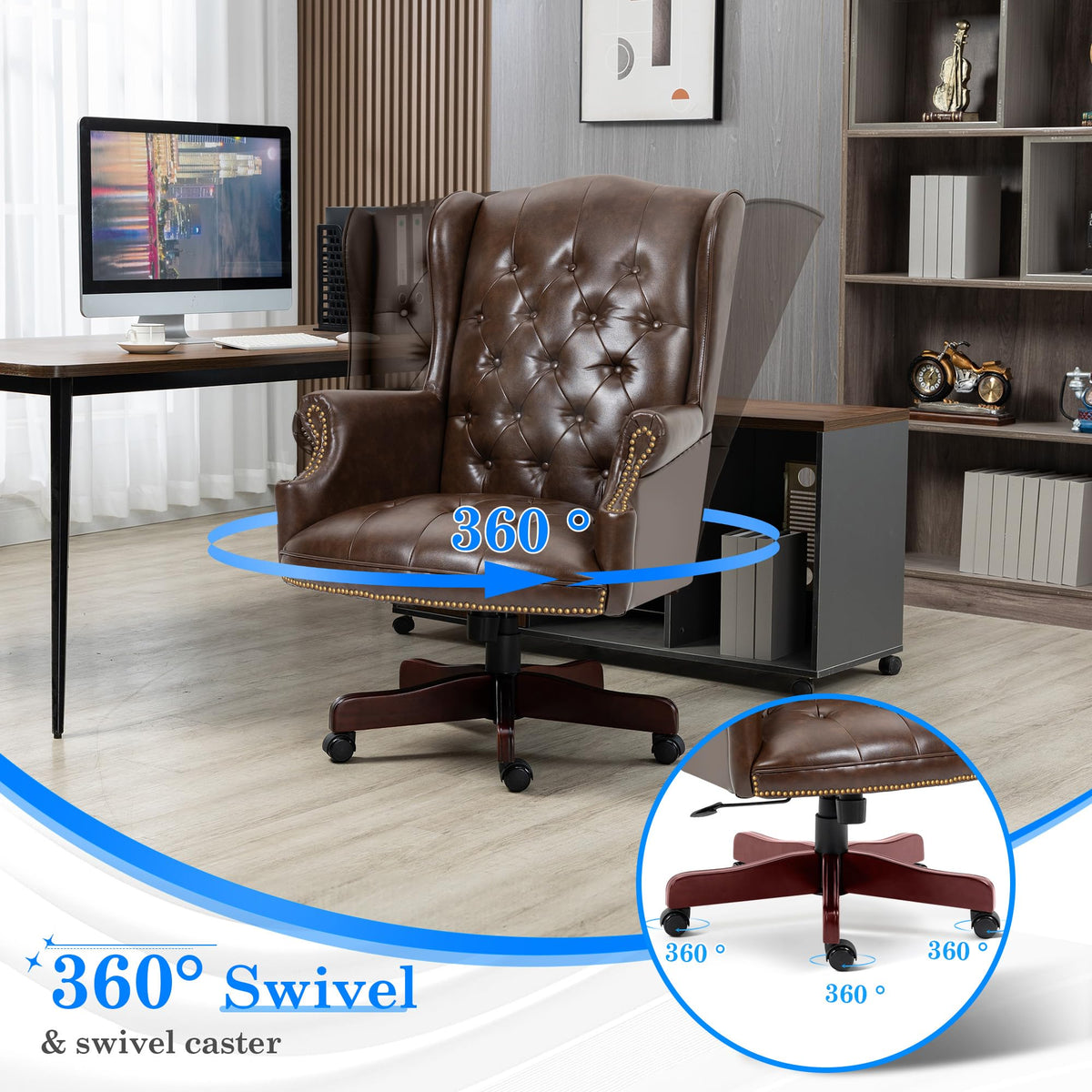 Big and Tall Brown Faux Leather Executive Office Chair W1669