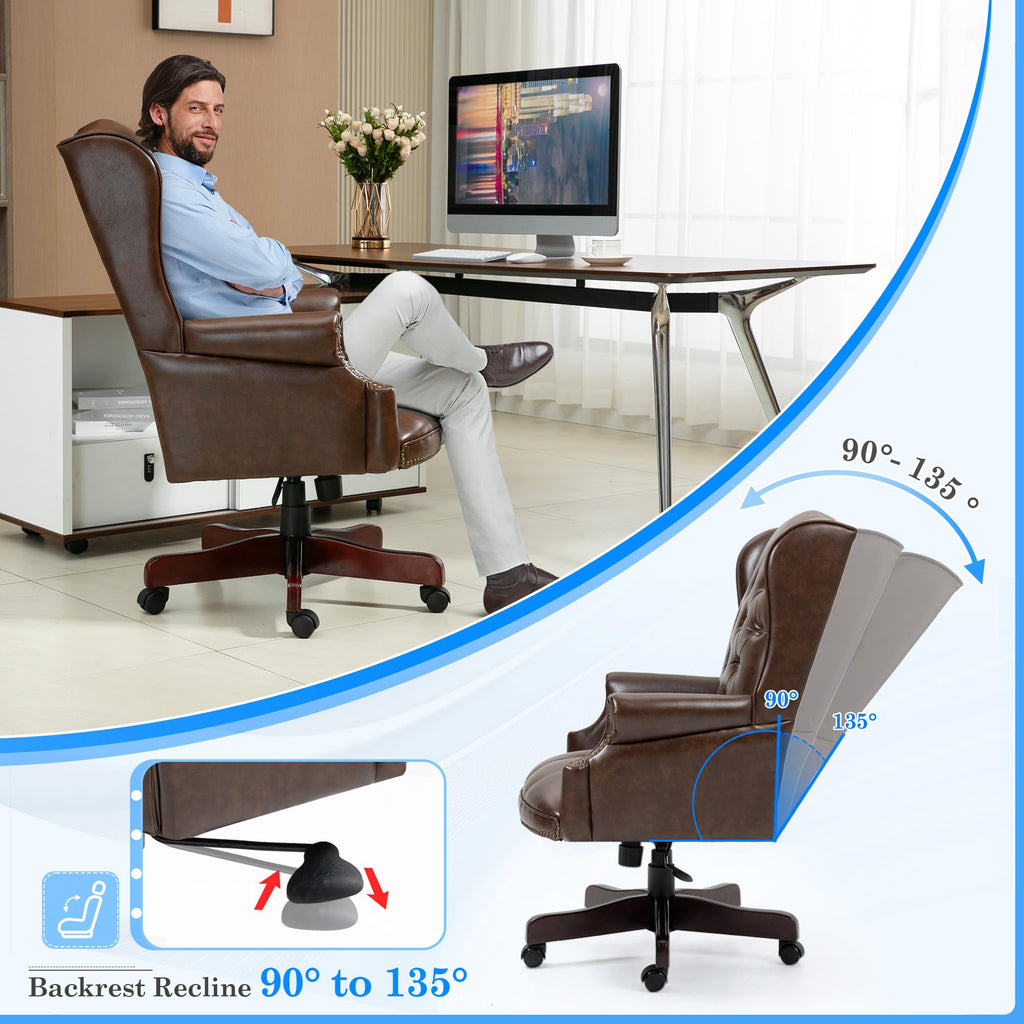 Big and Tall Brown Faux Leather Executive Office Chair W1669