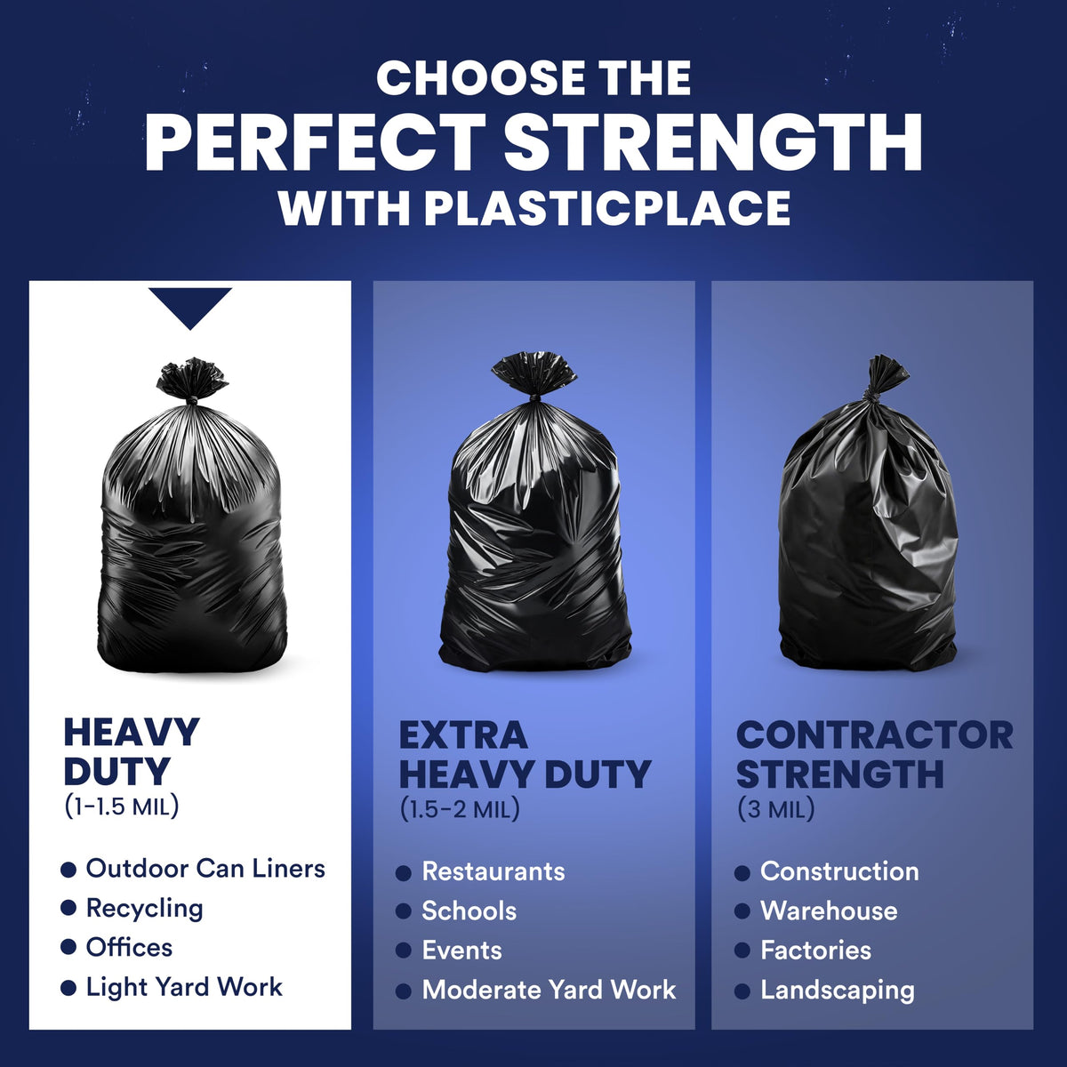 55-60 Gallon 1.2 Mil Black Trash Bags 100 Count G6478
