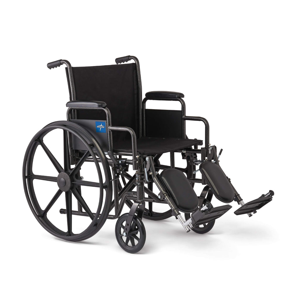 Folding Wheelchair with Swing-Back Desk-Length Arms and Elevating Footrests Q1288