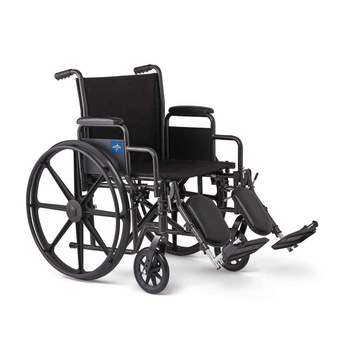 Folding Wheelchair with Swing-Back Desk-Length Arms and Elevating Footrests Q1288