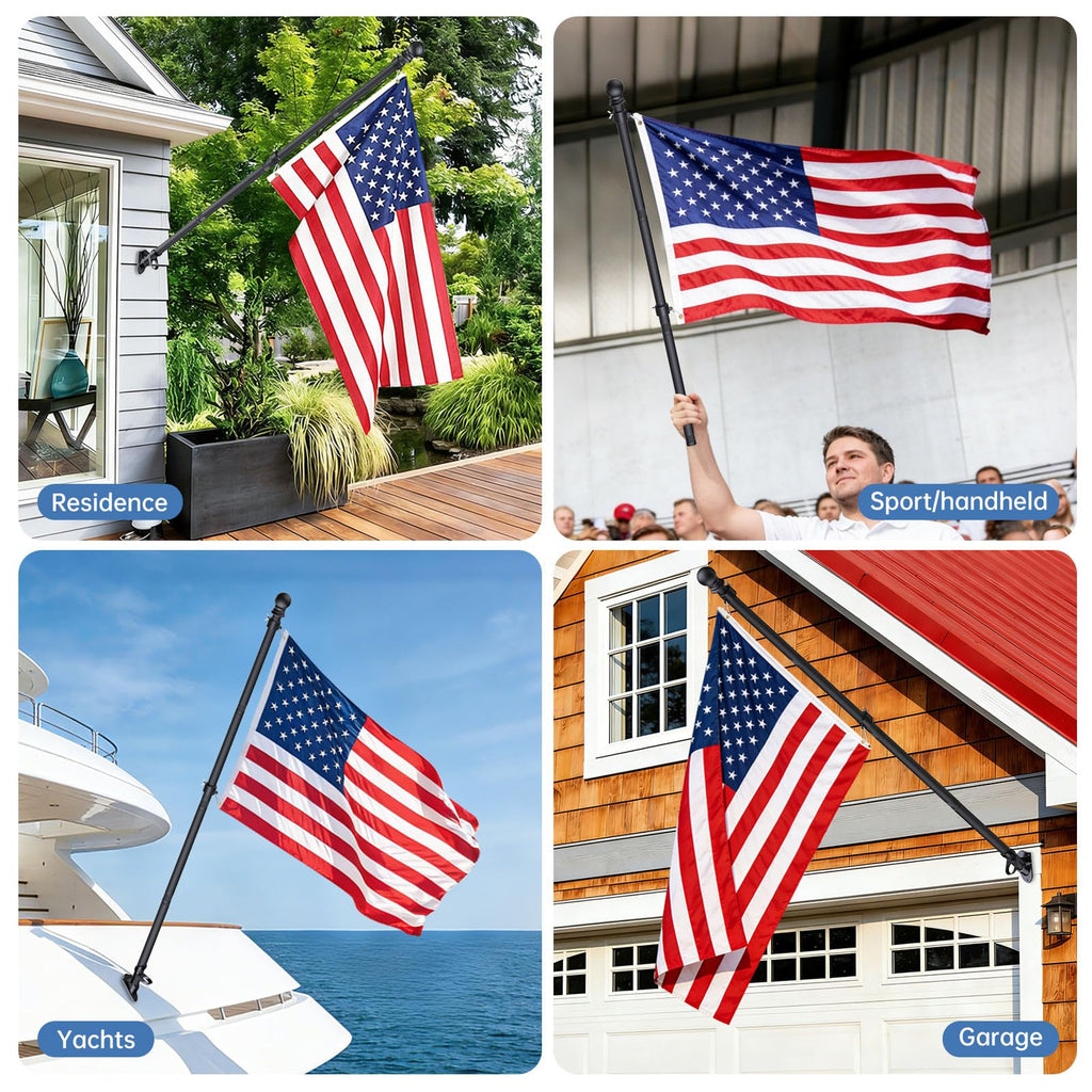 6FT Heavy Duty Tangle Free Steel Flag Pole Kit with 3x5 USA Flag I9497