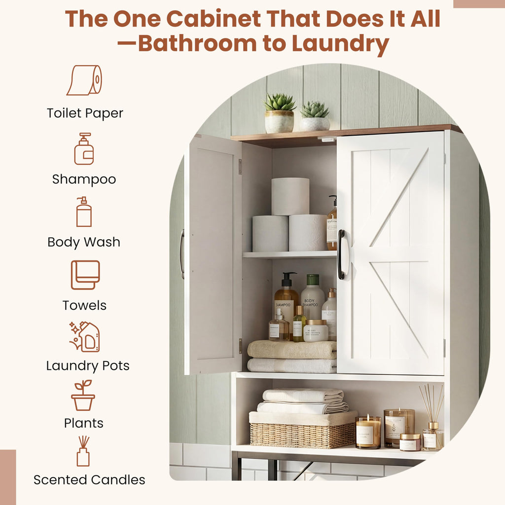 White Over The Toilet Storage Cabinet T826