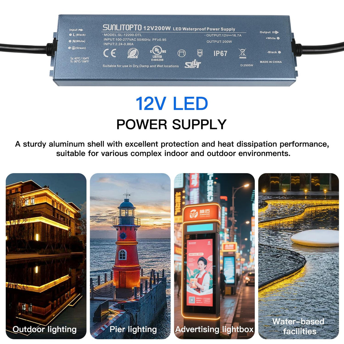200W IP67 Waterproof LED Driver Power Supply Transformer Y72146