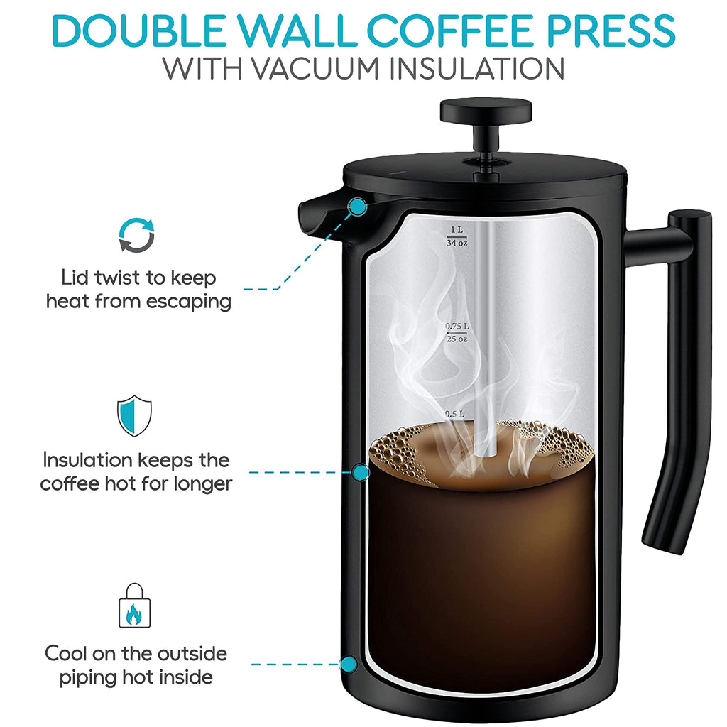 34oz Insulated Stainless Steel French Press R501