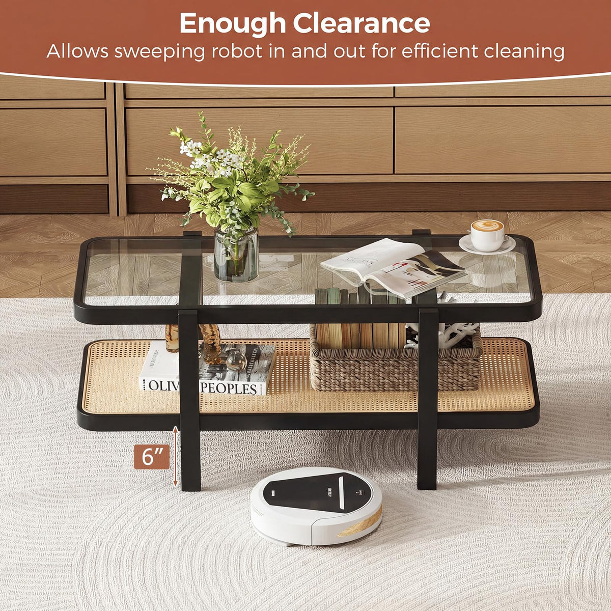 Black Rattan Coffee Table Y2702