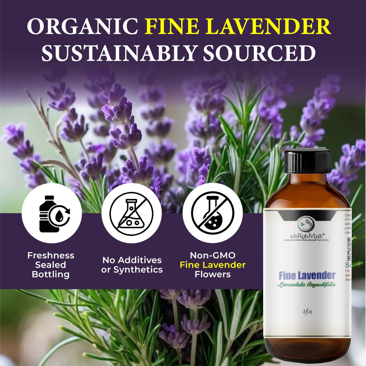 Organic Lavender Essential Oil 4 Fl Oz Q422