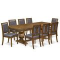 9 Piece Kitchen Table Set with 8 Dark Grey Polyester Chairs V544