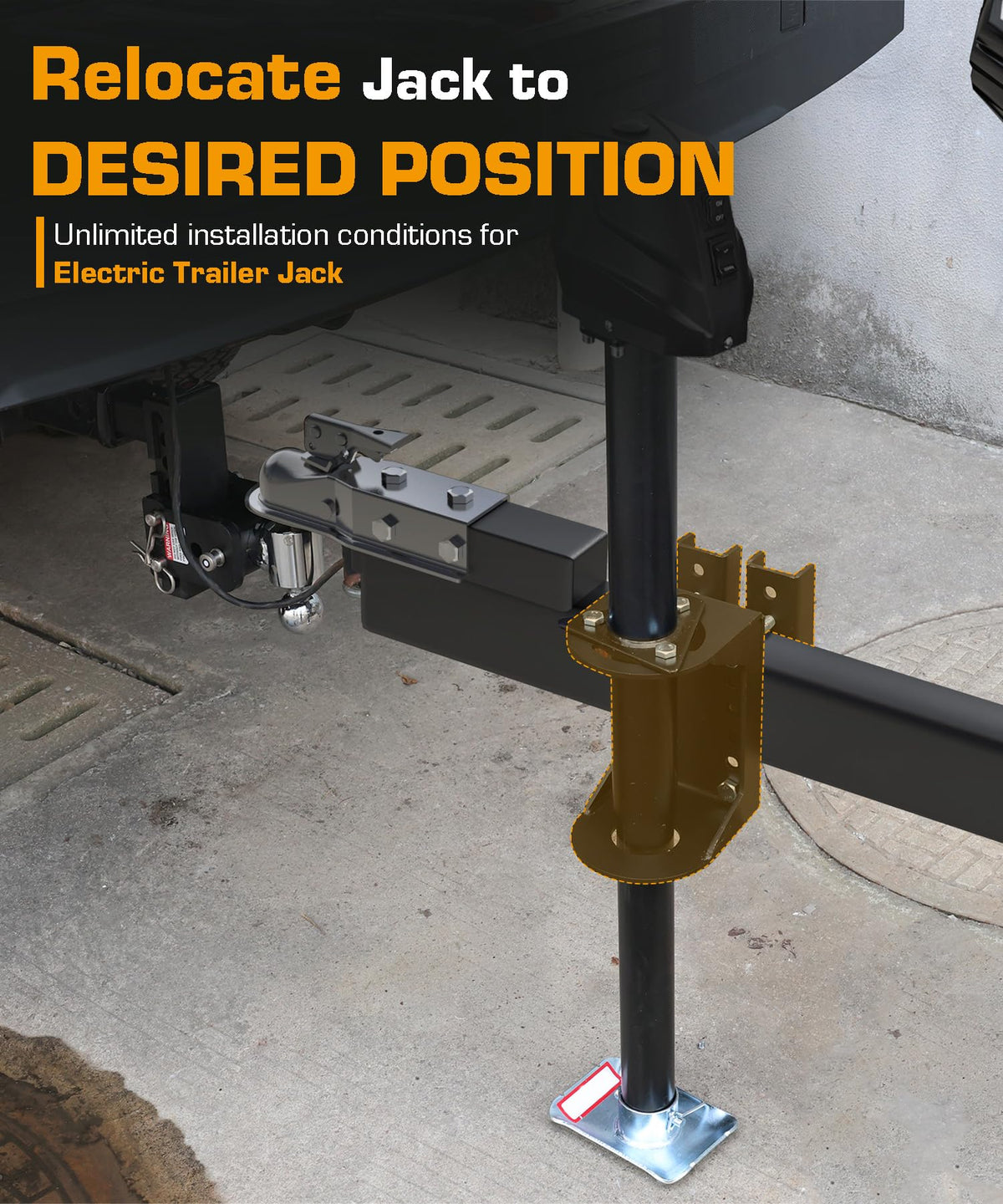 Black Steel Trailer Tongue Jack Stand Bracket Y9033