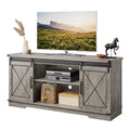Farmhouse TV Stand with Sliding Barn Doors and Storage Cabinets C639