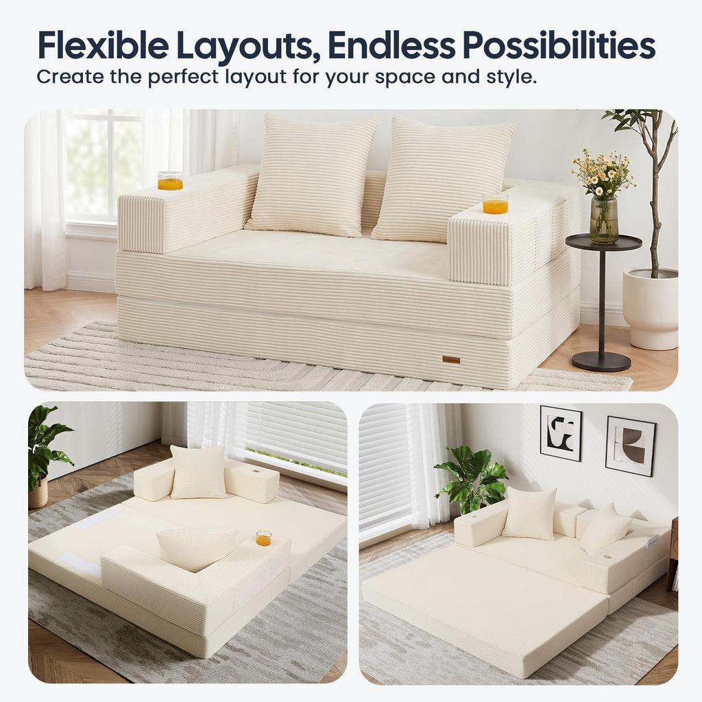 Beige Futon Sofa Bed S8945