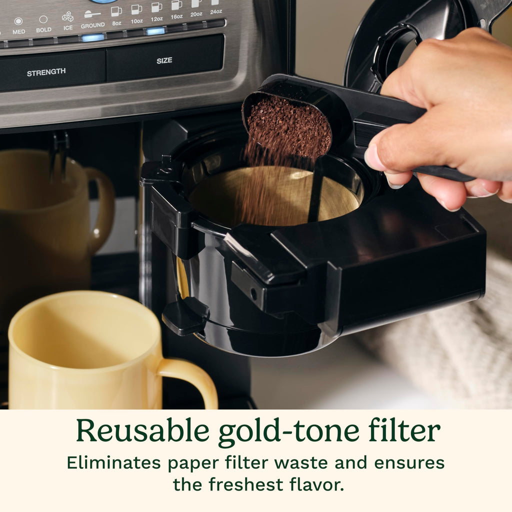 Grind and Brew Single Serve Coffee Maker, 6 Cup Sizes U976581