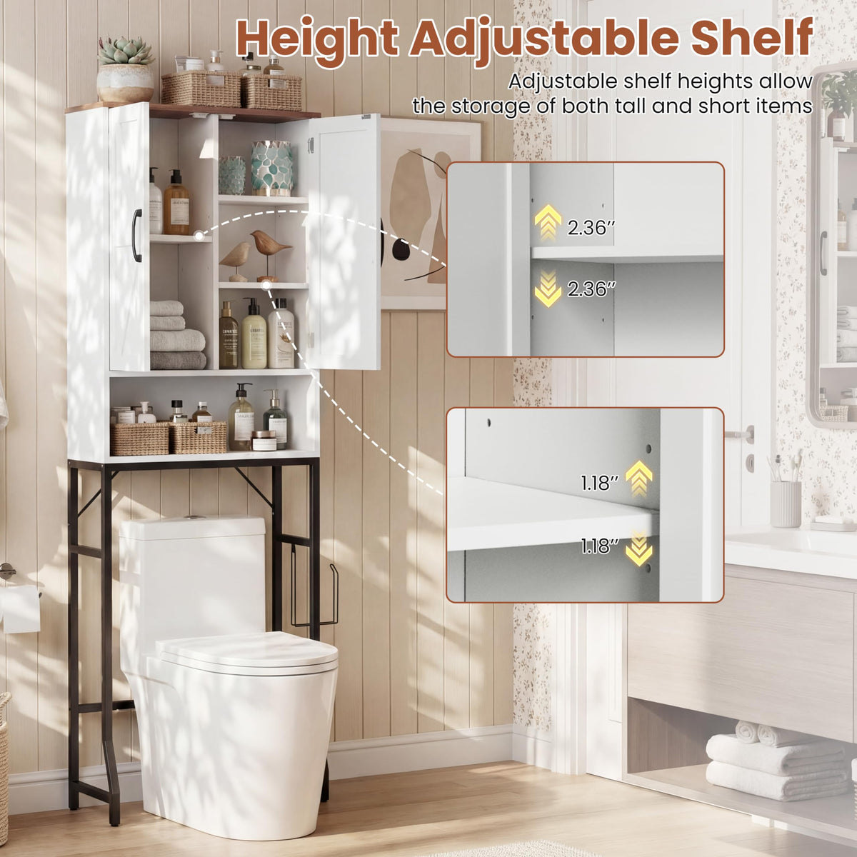 White Over The Toilet Storage Cabinet T826